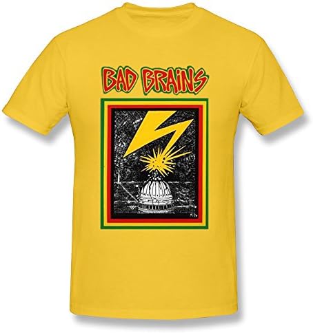 MeiLee Men's Bad Brains Logo Cotton T Shirt Yellow M