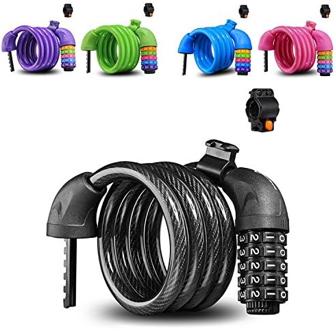 Bike Lock,Colorful Cable Lock,5-digit combination lock core,Length-4 feet,Protection of bicycles, mountain bikes, road bikes, motorcycles