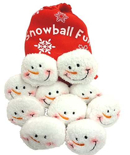 Dennis East Snowball Fight, 10 Plush Snowmen Balls in a Red Bag, Snowball Fun, Indoor Play - //coolthings.us