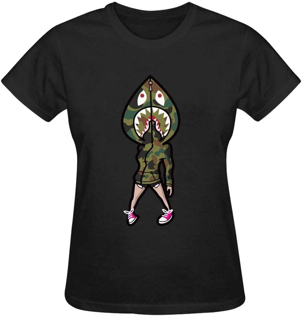 Bap-e T-Shirts Graphic,Comfort Cotton T-Shirt,Crew Neck Short Sleeve Undershirts for Women