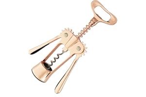 Krueis Wing Corkscrew Wine Beer Bottle Opener Stainless Steel Waiters Corkscrew (Rose Gold)