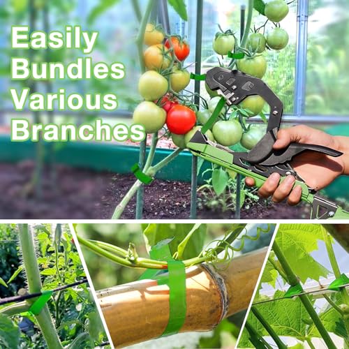 Tomato Tying Machine, 420g Cucumber Garden Tape Tool with 10000pcs Staples 20 Rolls Agricultural Tying Machine Garden Tape Tool for Vineyard Cucumber Fruit Vegetable Flowers