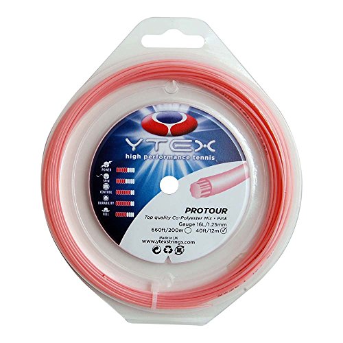 YTEX Protour Pink Tennis Racquet String Set (16L Gauge, 1.25mm)