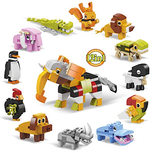 Cyeah 12 in 1 Mini Animal Building Block Set,Building Brick Animal