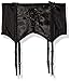 Escante Women's Satin and Lace Up The Front Wide Garter Belt, Black, Small