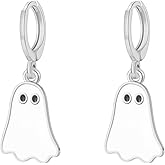 JDONL Halloween Ghost Hoop Earrings Spooky Cute Fun Ghost Dangle Earrings for Women Costume Party Accessories
