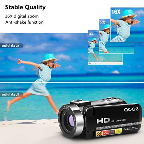image for Digital Camera Camcorders AOOE HD Recorder 1080P 24 MP 16X Video Camco