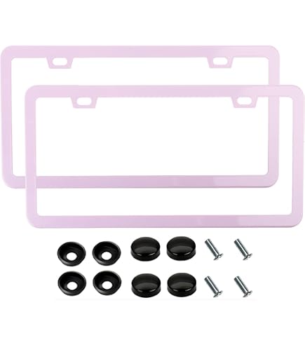 2-Pack Stainless Steel License Plate Frames – Slim Fit, 4 Holes, Universal For Most Cars – Includes Screws & Tools (Black, Silver, Red, Pink Options)