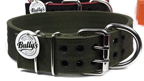 Pitbull Collar, Dog Collar for Large Dogs, Heavy Duty Nylon, Stainless Steel Hardware (XXXL-2 Inches Wide, Army Green)