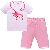 Hugbug Girls Monkey Pajamas Set 2-7T