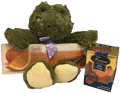 Some Bunny Loves You - Cuddly MEDIUM/LARGE Stuffed Easter Animal with Premium Easter Candy! Perfect for Easter Day! (Frog & Orange Sticks & Milk Chocolate Orange)