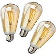 Kit 3 Lampada Filamento De Led St64 Retro Vintage E27 Bivolt Ambar Branco Quente