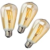 Kit 3 Lampada Filamento De Led St64 Retro Vintage E27 Bivolt Ambar Branco Quente