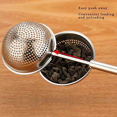 Xloey Tea Strainers, Long-Handle Tea Infuser ball (2 Pack) for Loose Leaf Tea, Stainless Steel loose leaf tea infuser