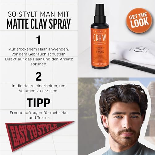 – Matte Clay Spray, 150 ml, ölabsorbierendes Texturspray für Männer, Haarprodukt mit mittlerem bis starkem Halt, Stylingprodukt für optimale Formbarkeit, Volumen & matten Look