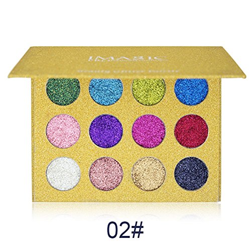 Spdoo 12 Colors Glitter Powder Makeup Palette Professional - Long Lasting&Shimmer Eyeshadow Palette Mineral Pressed Glitter