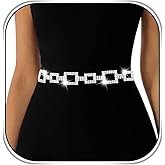 Abien Rhinestone Belts for Women Silver Chain Belt Crystal Belt Chain Sparkle Dress Belts