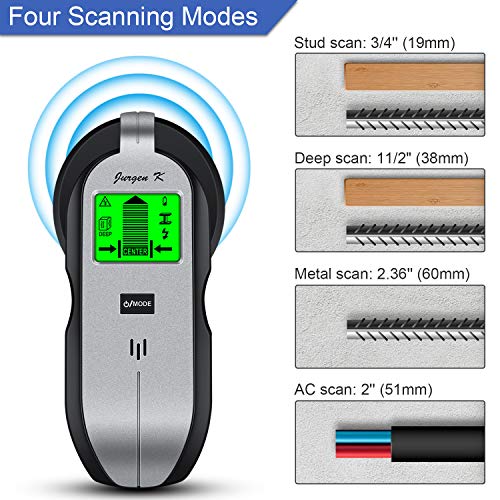 Stud Finder Wall Scanner, JURGEN K Multifunction Wall Detector with Upgrade Sensor, Digital LCD Display & Sound Warning for Center and Edge of Metal, Studs, Joists, Pipes, Live AC Wire Detection