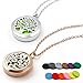 RoyAroma 30mm Car Aromatherapy Essential Oil Diffuser Stainless Steel Locket with Vent Clip 12 Felt Pads-Tree of Life Black