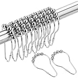 Ma SKY 12PCS Shower Curtain Rings Hooks, Rustproof Stainless Steel, Shower Curtain Hooks for Bathroom, Brushed Nickel