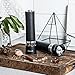 Aicok Salt and Pepper Grinder, Electric Pepper Mill, Stainless Steel Salt Mill with Adjustable Coarseness, Black, Pack 2
