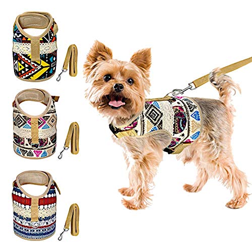 Muttitude Dog Harness & Leash Set for Small Breeds (Large, Elephant)