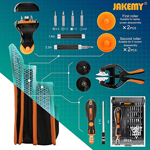 Jakemy Screwdriver Set, 99 in 1 Repair Tool kit, 50 Magnetic Precision Driver Bits, Pocket Tool Bag for iPhone 8/ Plus/PC/Macbook/Tablet - Thumbnail 2