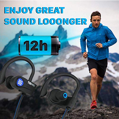 Latest 2020 Bluetooth 5.0 Headphones w/12+ Hours - QCC3003 Chipset - Sport Lightweight Wireless Earphones w/Noise Cancelling Mic - Bass, IPX7 Waterproof in-Ear Earbuds for Gym, Running, Workout - Thumbnail 3