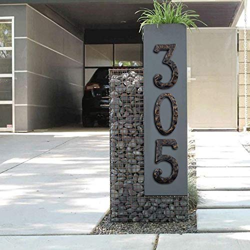 6 Inch House Numbers- Rustic Cast Iron Home Address Number- Featuring Unique Hammered Appearance with Uneven Antique Brass Finished, Number 1