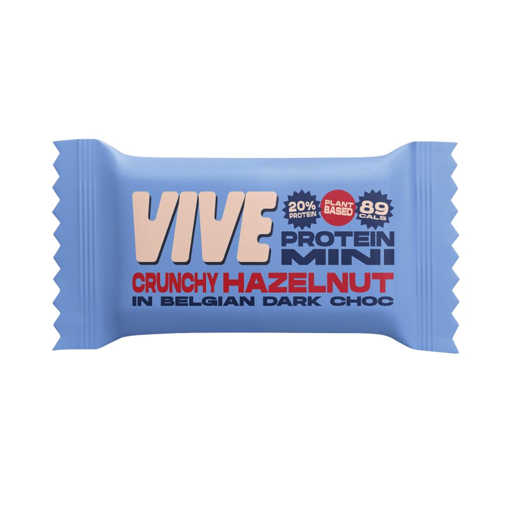 Vive Dark Chocolate Coated Hazelnut Flavour Protein Bites - Vegan - High Fibre Protein Mini Bars - Pack of 6