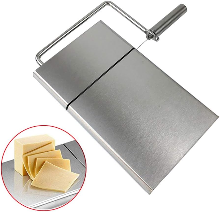 Gorei Cheese Slicer Stainless Steel Cheese Cutter Wire Cheese Slicer for Cheese Butter, Equipped with 5 Replaceable Cheese Slicer Wires