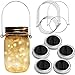 Homeleo 5-Pack Warm White Solar Mason Jar Lid Insert w/ Stainless Steel Hangers, Solar Powered LED Mason Jars Light Up Lid Set(Jars NOT Included)