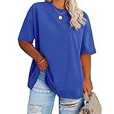 Fisoew Women's Plus Size T Shirts Oversized Tees Summer Half Sleeve Crew Neck Tunic Tops