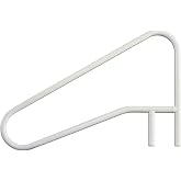SAFTRON Rust Proof Cross-Braced White Model CBRTD-354-W Return-to-Deck Swimming Pool Dip Handrail. Three Bend, 32" Tall x 54" Wide. Matching Color Escutcheons &amp; Freight Included.