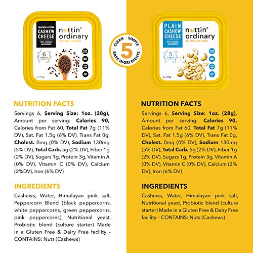 Nuttin Ordinary Plant-Based Cashew Cheese, Dairy-Free Cheese, Gluten-Free, Vegan Cheese, 4-Pack Assorted Flavors, 6 oz. Each (Pack of 4) - Thumbnail 3