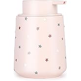 YMXYJM Starry Soap Dispenser for Bathroom, 12 oz Refillable Liquid Hand Soap Lotion Dispenser with Large Pump for Girls, Astronomer Gifts, Cute Kitchen Dish Soap Dispenser, Resin, Light Pink