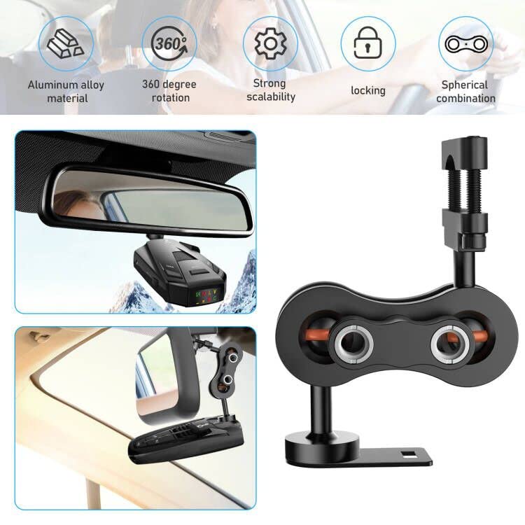 Radar Detector Mount, Aluminum Rearview Mirror Rod Radar Bracket,for Cobra iRadar ESD SPX RAD 480i 450 380 7800BT Radar Detector