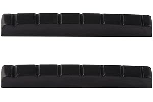 Metallor 7 String Graphite Guitar Nut Pre-Slotted Top Nut for 7 String Electric Guitar Black 48 x 9 x 6mm Set of 2pcs.