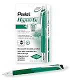 Pentel Hyper G Retractable Gel Roller Pen, Medium Line, Permanent Green Ink, Box of 12 (KL257-D)