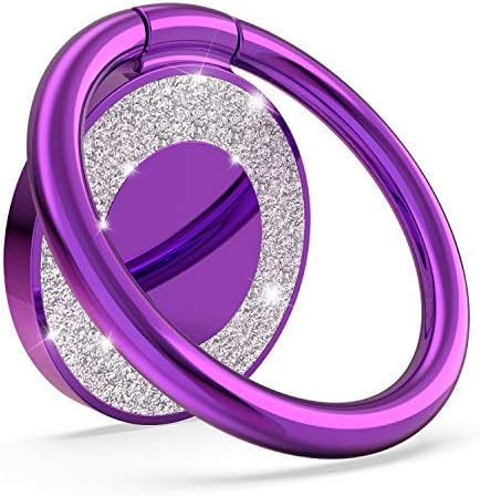 Allengel Bling Cell Phone Ring Holder, Purple Phone Ring Grip Stand 360 Rotation Metal Finger Ring for Magnetic Car Mount Compatible with Smartphone (Purple)