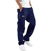 WZIKAI Mens Cargo Pants Casual Joggers Hiking Pants Loose Straight Athletic Workout Sweatpants with Pockets