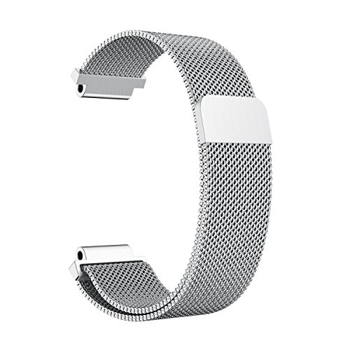 Garmin Vivoactive Acetate Watch Band, MoreToys Milanese Loop Stainless Steel Replacement Wristband Bracelet Strap for Garmin Vivoactive Acetate Sports GPS Smart Watch (Silver) - Thumbnail 2