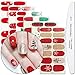 WOKOTO 6 Sheets Christmas Nail Polish Stickers with 1Pcs Nail File - Deer, Snowman, Gel Nail Wraps Decal Strips Manicure Kit Stick On Nail Polish Strips for Christmas Day Holiday