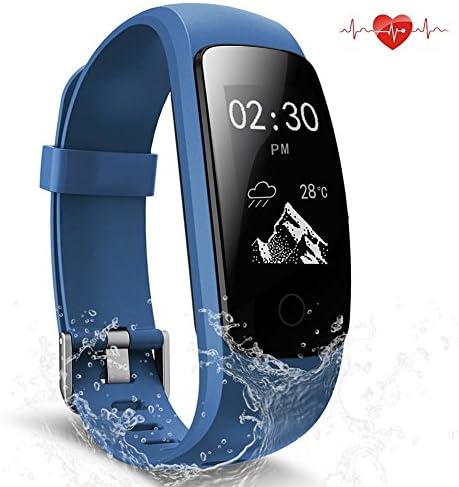Fitness Tracker, Waterproof Activity Tracker with Heart Rate Monitor Bluetooth Smart Watch Wireless Smart Bracelet Sleep Monitor Pedometer Wristband for Android and iOS Smartphone (blue 107)