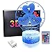 I Love You Gift 3D Night Light with 20 Color Changing Mode Touch & Remote Control Bedside Desk Table LED Lamp for Women Girls Unique Present for Valentine's Day Anniversary (UL Wall Adapter Included)
