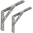 Stainless Steel Heavy Duty Shelf Bracket,Shelf Support Corner Brace Joint Right Angle Bracket,6"x4",L Shaped Wall Shelf,150X110mm,J5201-2P,Brushed Finish 1 Pair(6 inches)