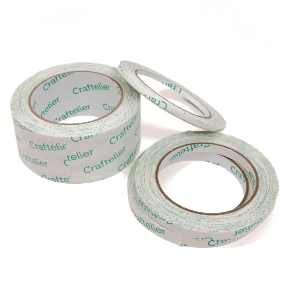 Craftelier - Set of 4 Rolls of Double-Sided Tape in Different Sizes for all Craft and Scrapbooking Projects | Perfect for Gluing Paper, Cardboard and other Materials