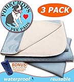 PORKCHOP'S Washable Pee Pads for Dogs, Reusable Pet Pee Pads, Reusable Pee Pads for Dogs, Machine Washable, Waterproof (3) PACK LARGE 23x36, Housebreaking, Incontinence, Quality 4 Layer Protection