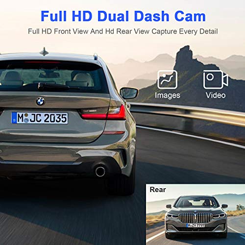 Dual Dash Cam Car Camera - Contain 32GB SD Card，Full HD 1080P Dash Camera for Cars，4“IPS Screen Dual Wide Angle Lens Car Dash Camera，G-Sensor，Cycle Recording，Parking Monitoring.（2020 Upgraded Version）