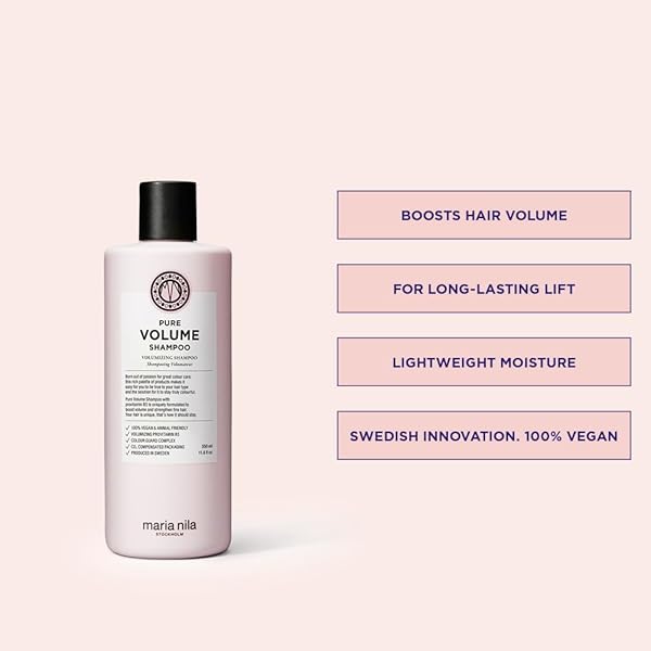 MARIA NILA PURE VOLUME, SHAMPOO 11.8 FL OZ, VITAMIN B5 GIVES VOLUME TO THIN & FINE HAIR, 100% VEGAN & SULFATE/PARABEN FREE